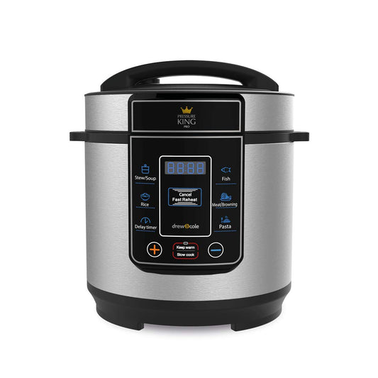 - Drew & Cole Pressure King Pro Electric Pressure Cooker 3L | 700W | Chrome | 8-in-1 Multi Cooker with Digital Display | Non Stick Pot -