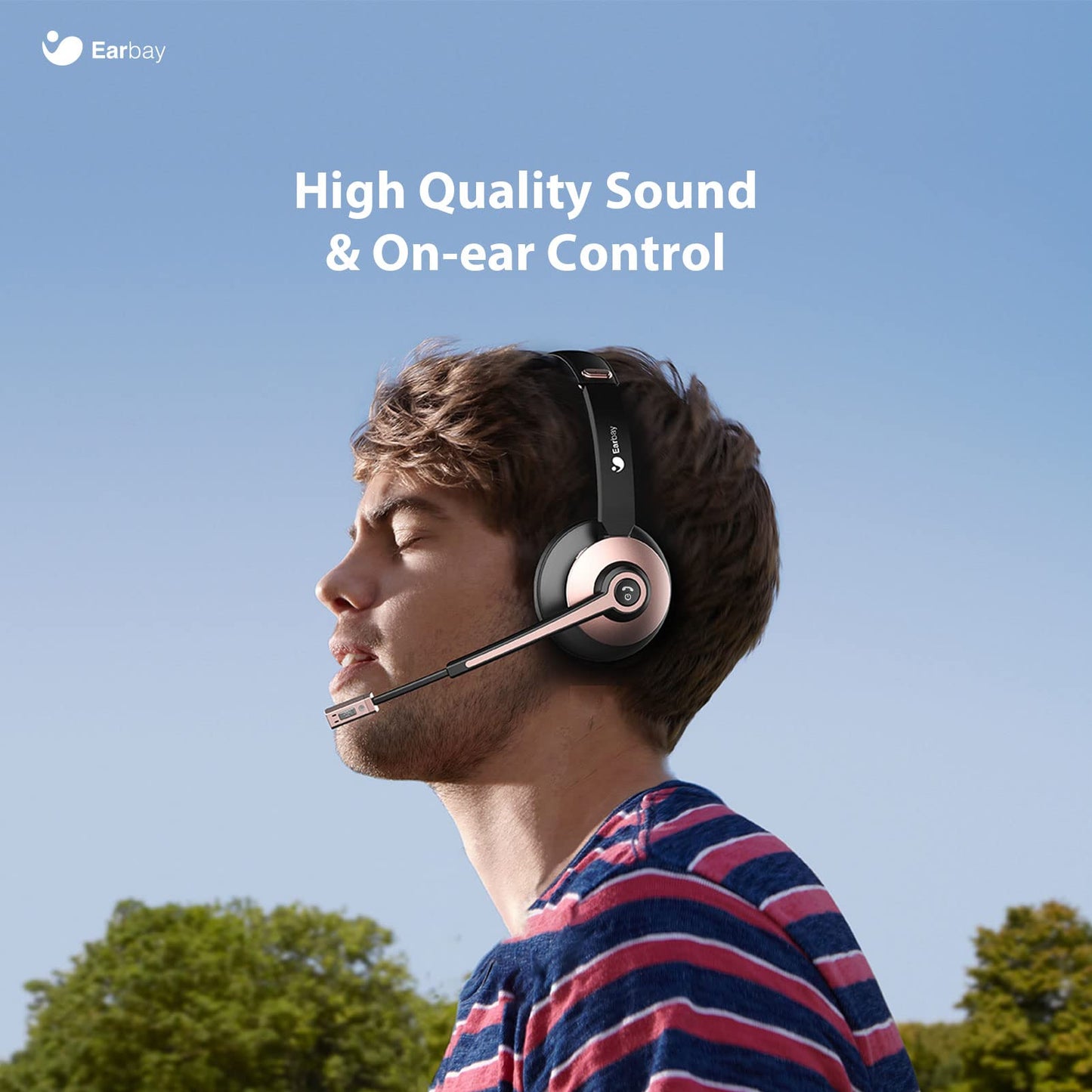 Bluetooth Headset, Wireless Headphones with Microphone Noise Cancelling, On Ear Headphones with Mic Mute, Handsfree PC Headsets for Zoom/Ms Teams/Skype 26H Playtime|Dual Connect|Laptop