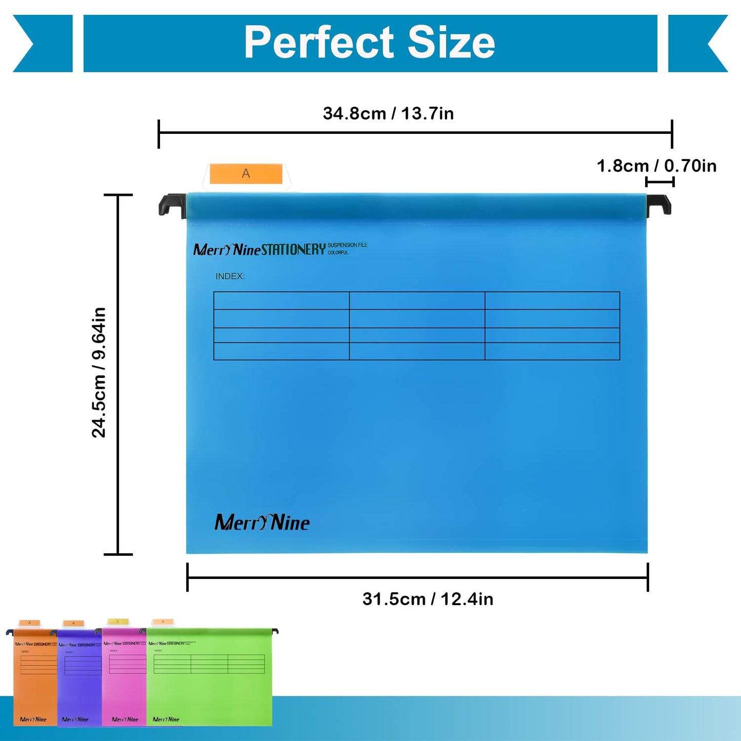 A4 Suspension Files, MerryNine 15PCS Polypropylene Filing Cabinet Suspension Files with Tabs and Card Inserts for School Home Work Office Organization (Mixed Color, A4)
