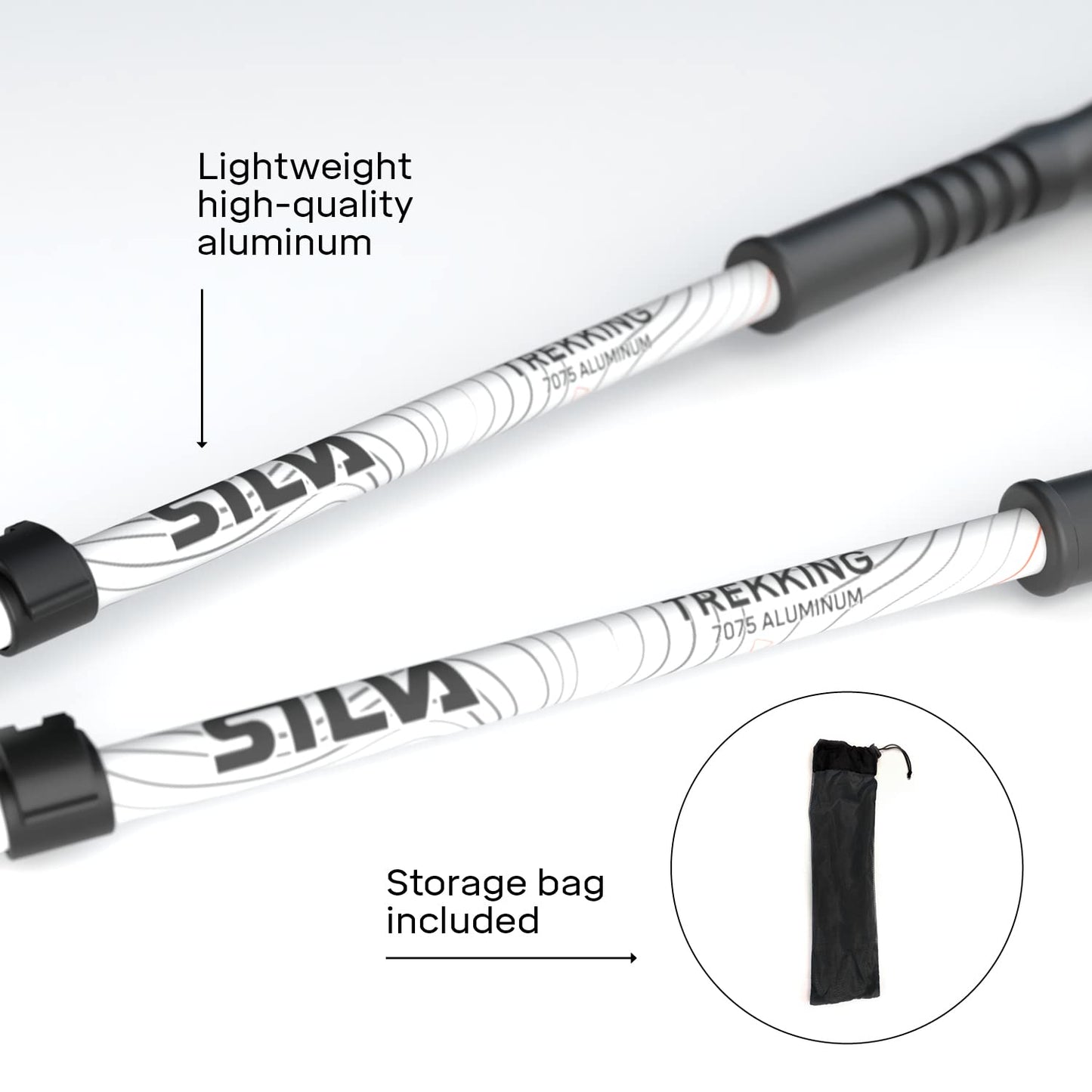 - Silva Trekking Poles Aluminum | Adjustable Length up to 140 cm | Telescopic Walking Poles -