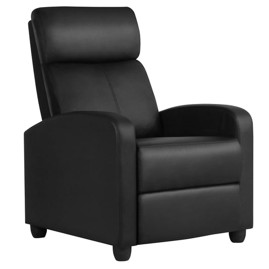 - Yaheetech Recliner Armchair Single Padded Seat, PU Black Leather Recliner For Lounge.