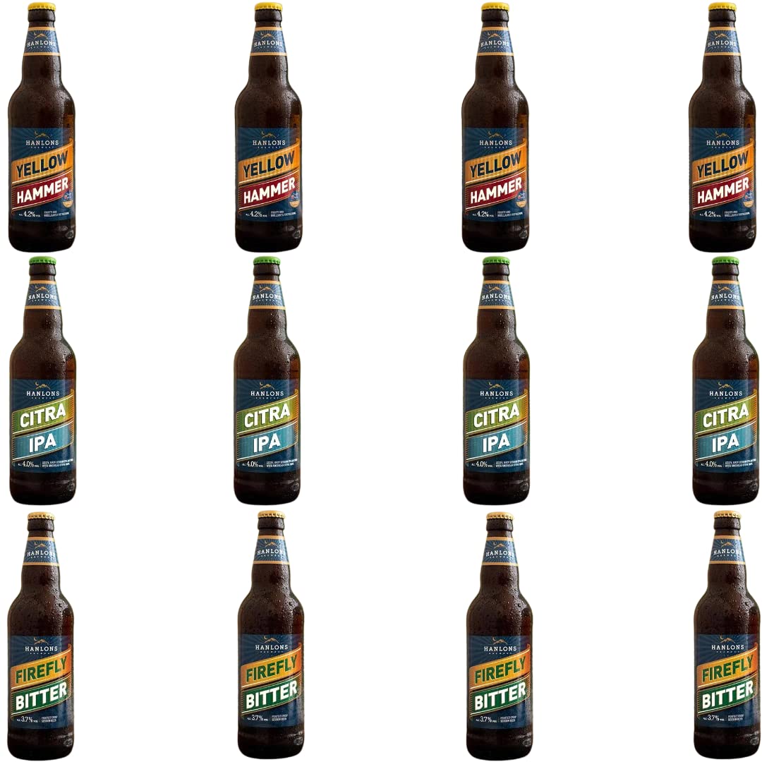 - Hanlons Premium Mixed English Pale Ale & IPA Real Ale Craft Beer Gift Set | 12 x 500ml Beer Bottles -