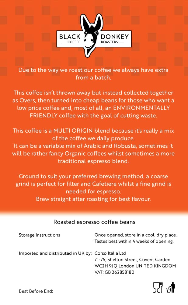 Black Donkey Coffee Roasters - 1KG Whole Coffee Beans (WONKY Blend) | Cutting Waste | A Mix of Our Off-Cuts from Our Daily Production