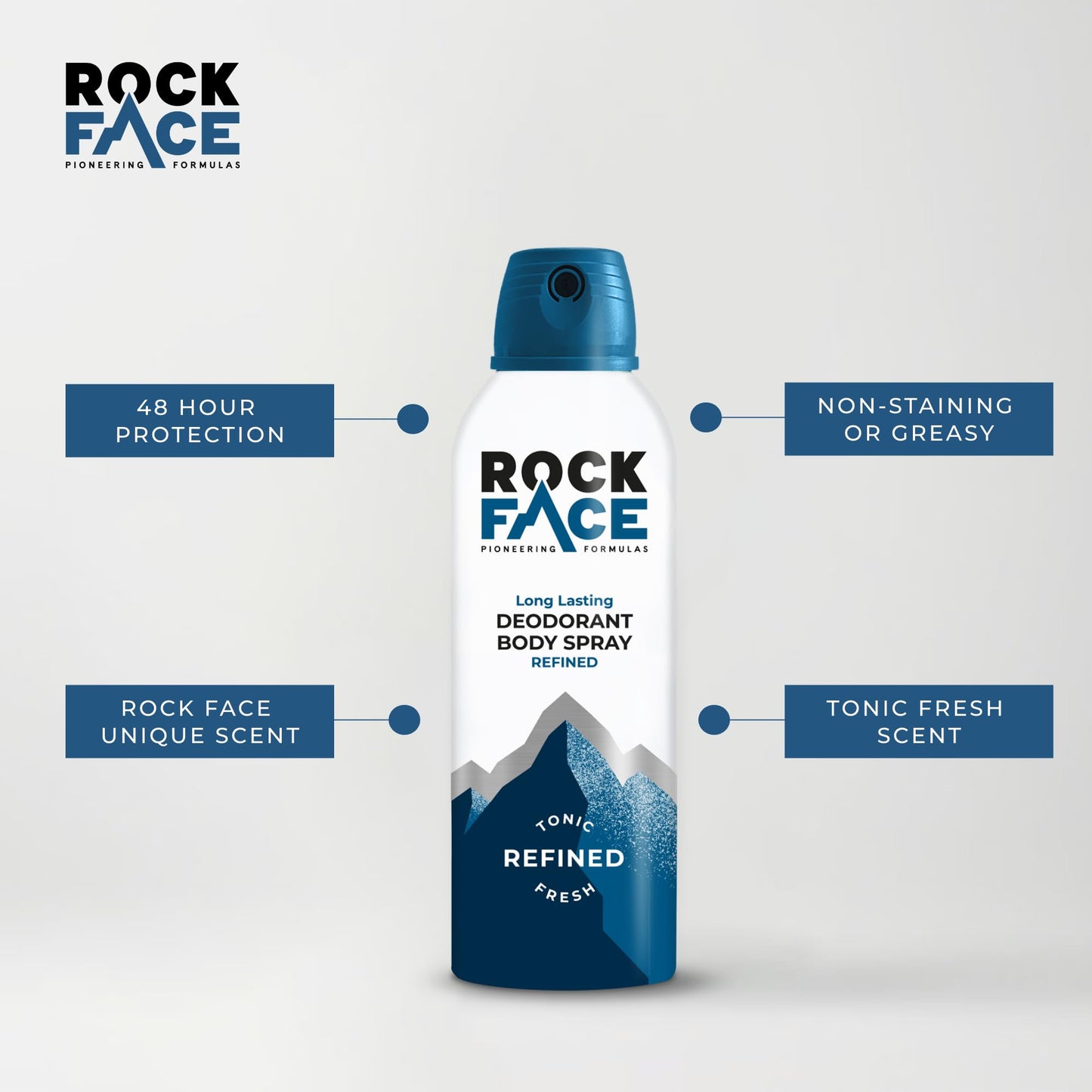 - Rock Face Refined Body Spray Deodorant 200ml | Sandalwood & Cedar Scent | Fast Absorbing | Non Staining -