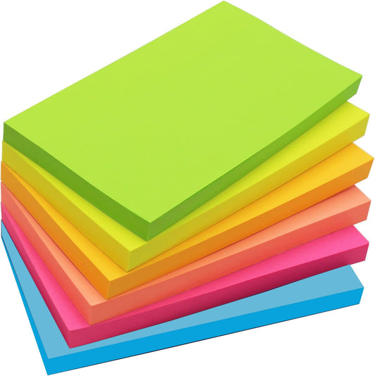 - KIFZM Large Sticky Notes | 76 x 127 mm |6 Brilliant Colors | Assorted Self-Stick Post | 80 Sheets -