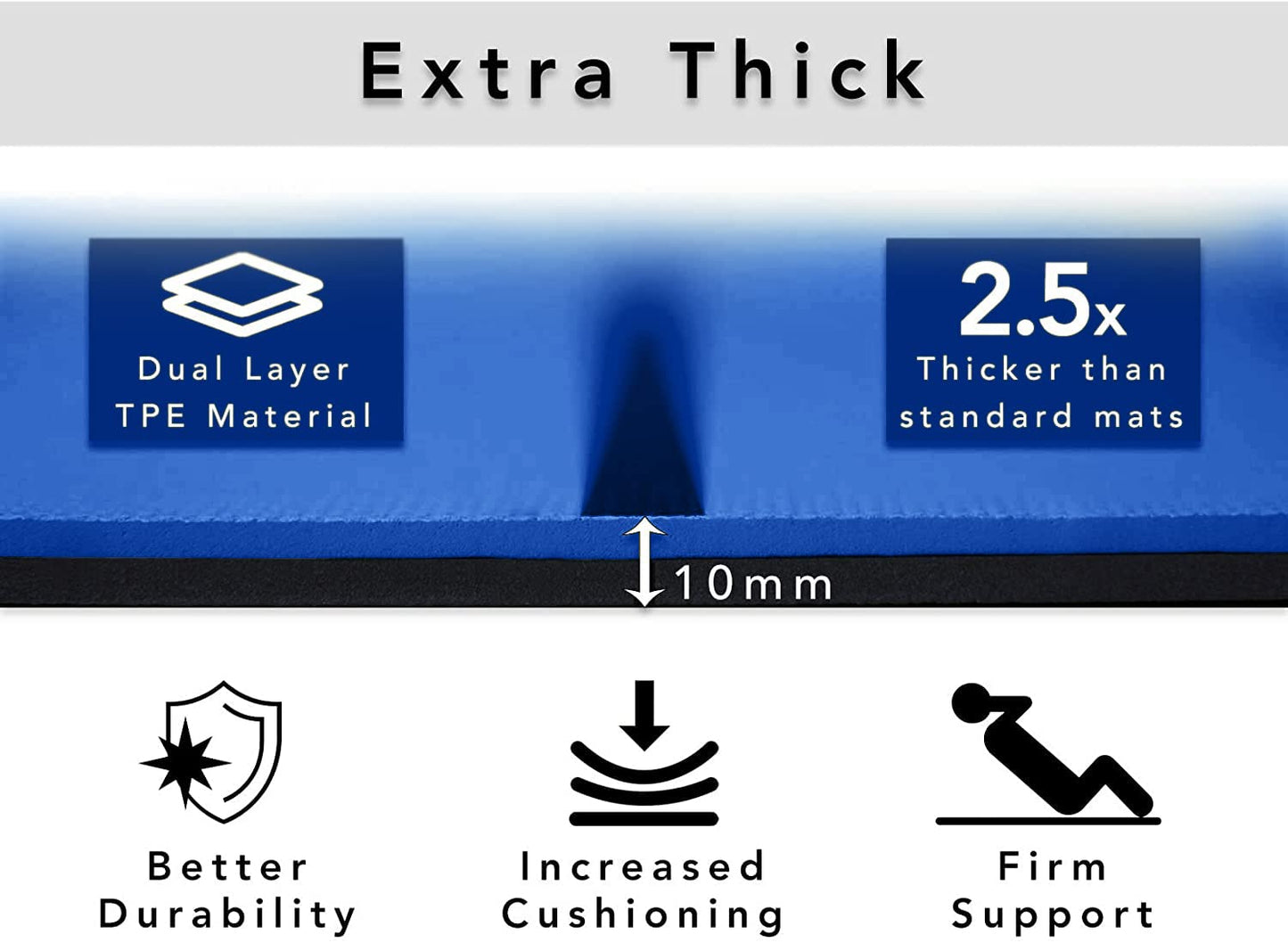 - Large Exercise Mat | Extra Wide & Extra Thick Yoga Mat (183cm x 80cm x 10mm) -
