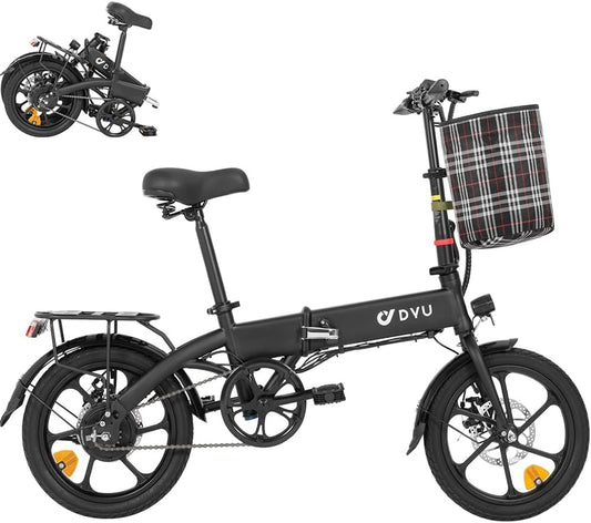 - DYU Electric Bike for Adults Teens | 16" Folding Electric Bicycle | Commuter City E-Bike -