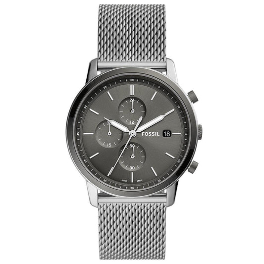 - Fossil Watch for Men Minimalist | Chronograph Movement | 42 mm Silver Stainless Steel Case with a Stainless Steel Mesh Strap | FS5944 -