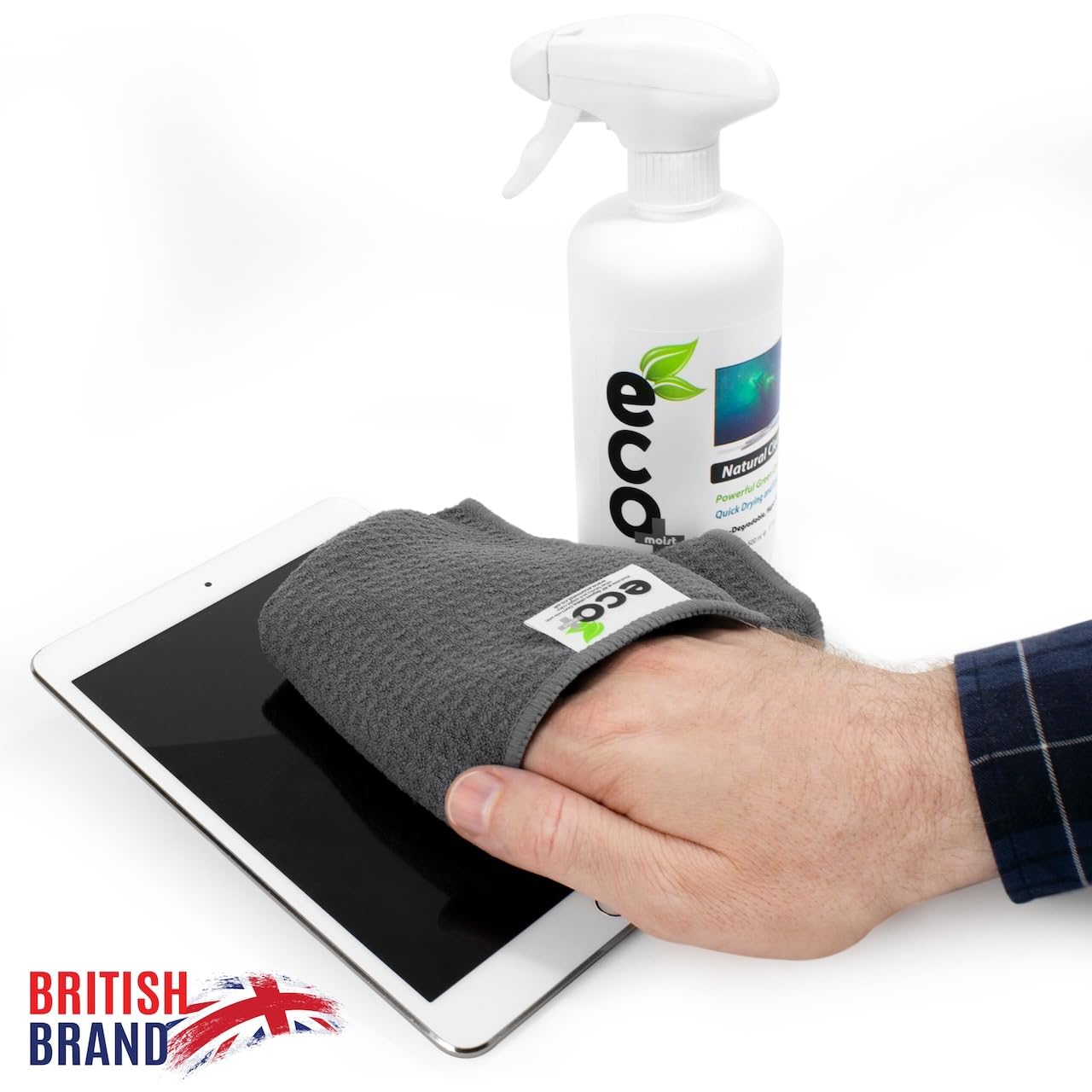- Ecomoist Screen Cleaner | 500ml With 2 x Microfibre Towels | 40x40cm And 20x20cm -