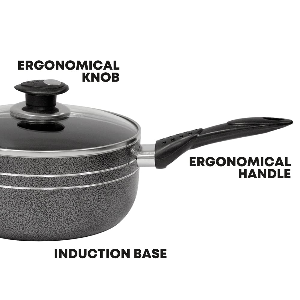 - SQ Professional UNA Non-Stick Aluminium Essential Kit | 3pc Saucepan & Frying Pan Set -