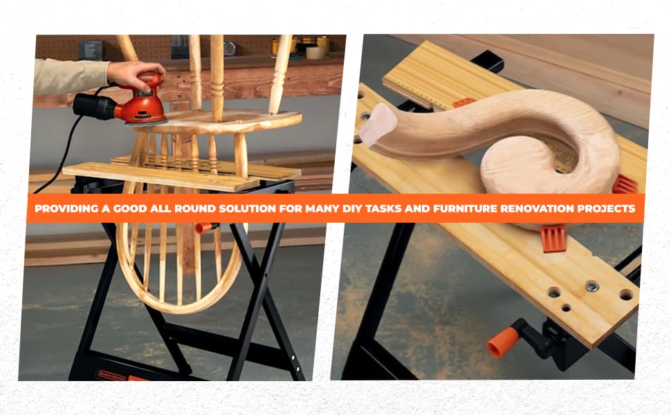 BLACK+DECKER Workmate, Work Bench Tool Stand Saw Horse Dual Clamping Crank, Heavy Duty Steel Frame, WM301