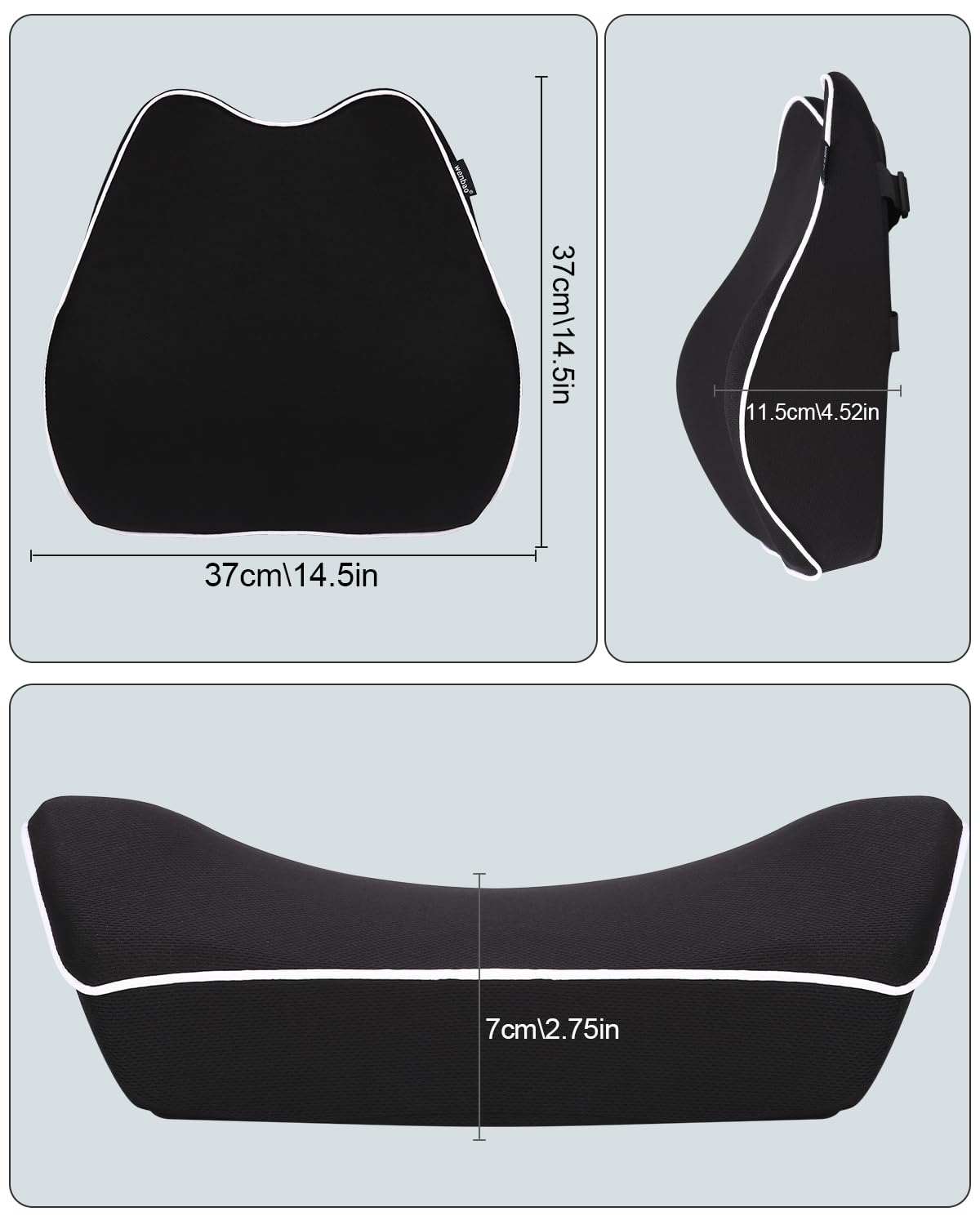Comfort Lumbar Support Cushion, Ergonomic Memory Foam Lumbar Support for Car, Black Back Support Cushion Pillow, Breathable Car Seat Back Support for Office Chair Car Seat Prevent Lower Back Sciatica