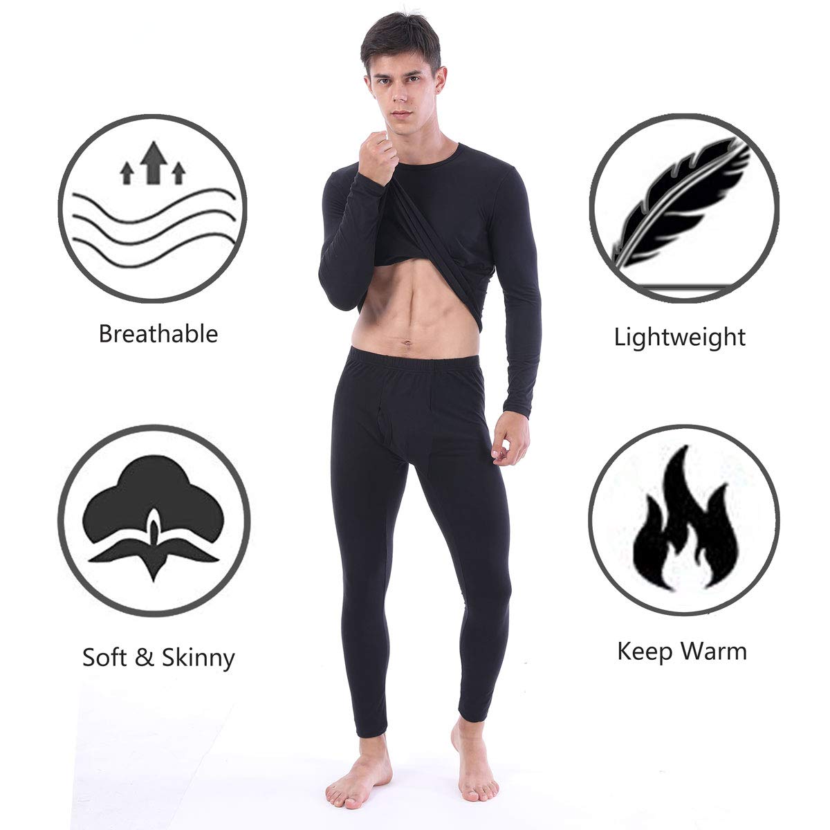 - LANBAOSI Mens Thermal Underwear Set | Winter Warm Fleece Long Sleeve Top and Long Johns -