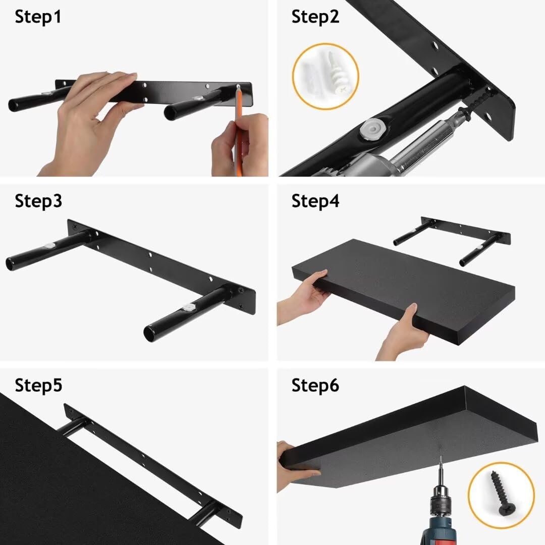- STOREMIC Floating Shelves | Black Shelves | 60cm | Set of 2 Shelves Easy to Install -