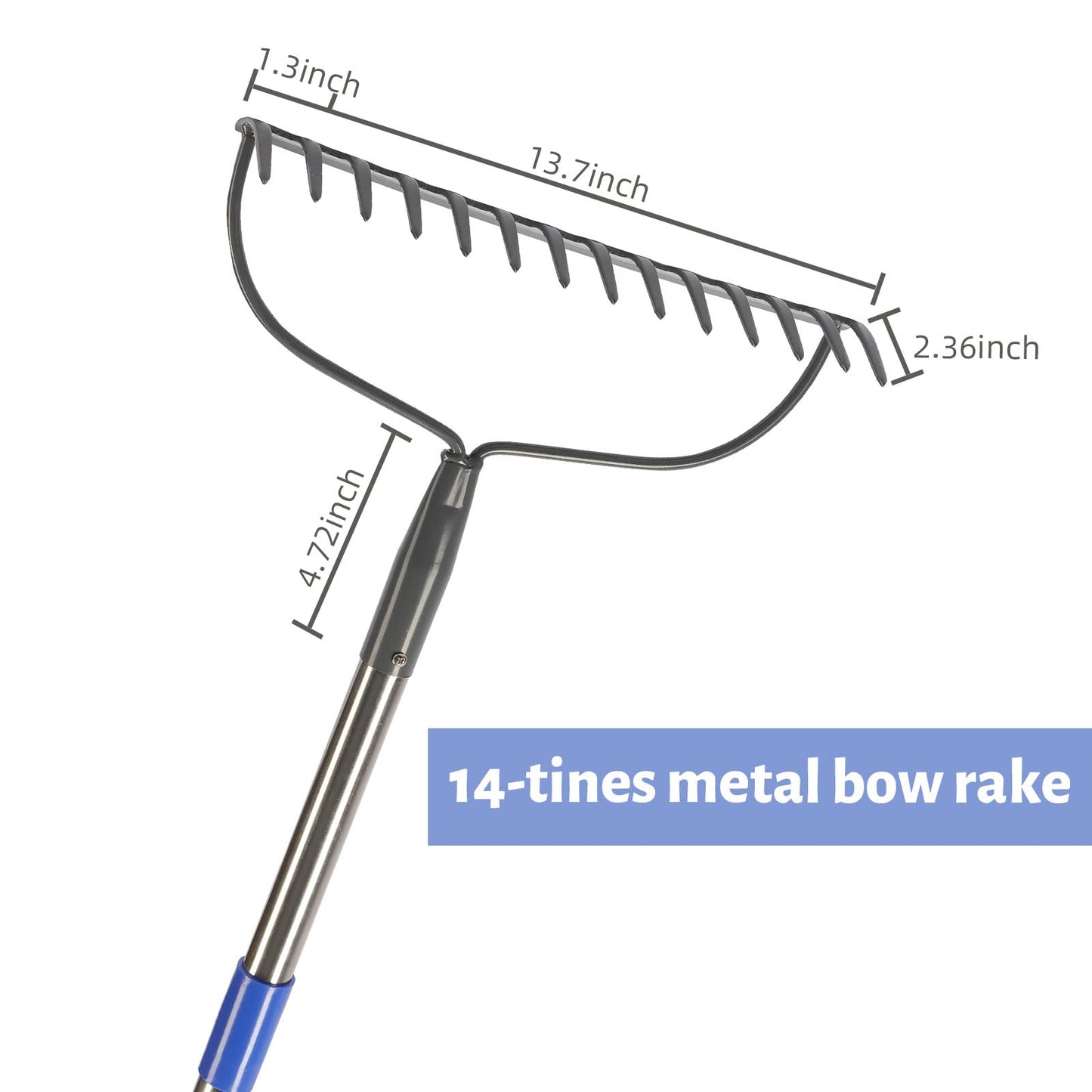 - MIYA Garden Rakes | Long 152CM Handle | Heavy Duty 14 Tines Rake -