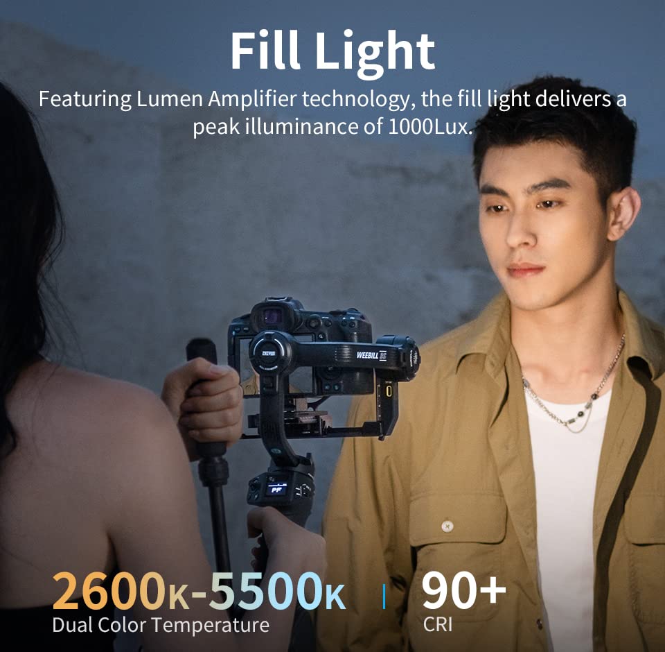 - ZHIYUN Weebill 3S Official 3-Axis Gimbal Stabilizer for Camera, Bluetooth, Native Vertical Shooting, Lightweight DSLR & Mirrorless Stabilizer with fill light for Canon/Sony/Panasonic/Nikon/Fujifilm