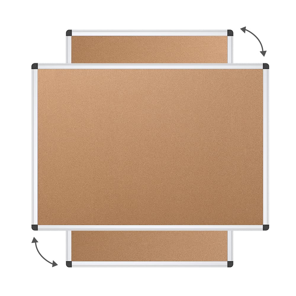 - VIZ-PRO Cork Notice Board, 120x90cm, Silver Aluminium Frame -