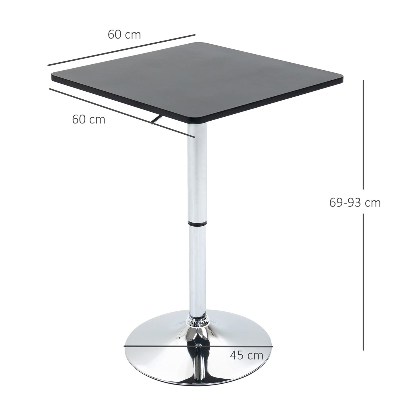 - HOMCOM Modern Height Adjustable Counter Bar Table | 360° Swivel Tabletop | Electroplating Metal Base -