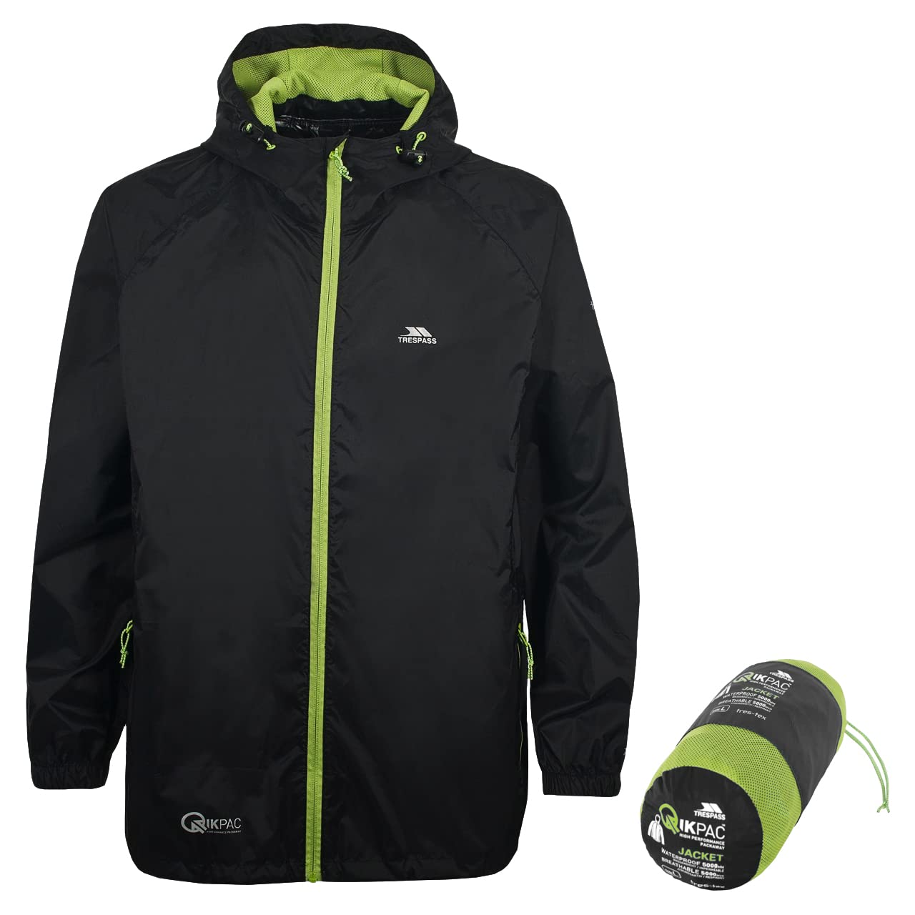- Trespass Qikpac Jacket | Black | Compact Packaway Waterproof Jacket -