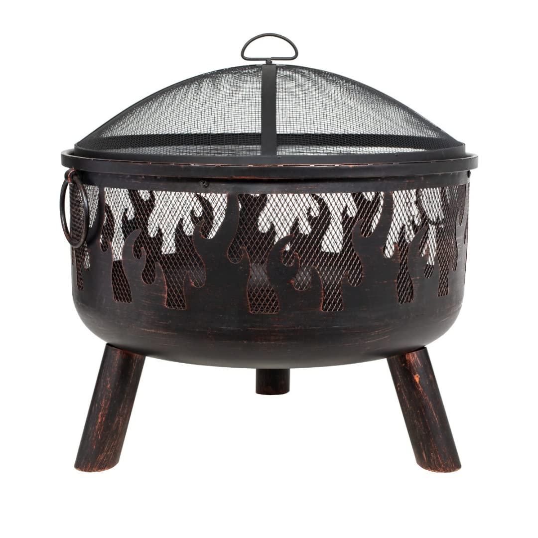 - La Hacienda Wildfire XL Steel Firepit | BBQ Grill | Bronze Effect -