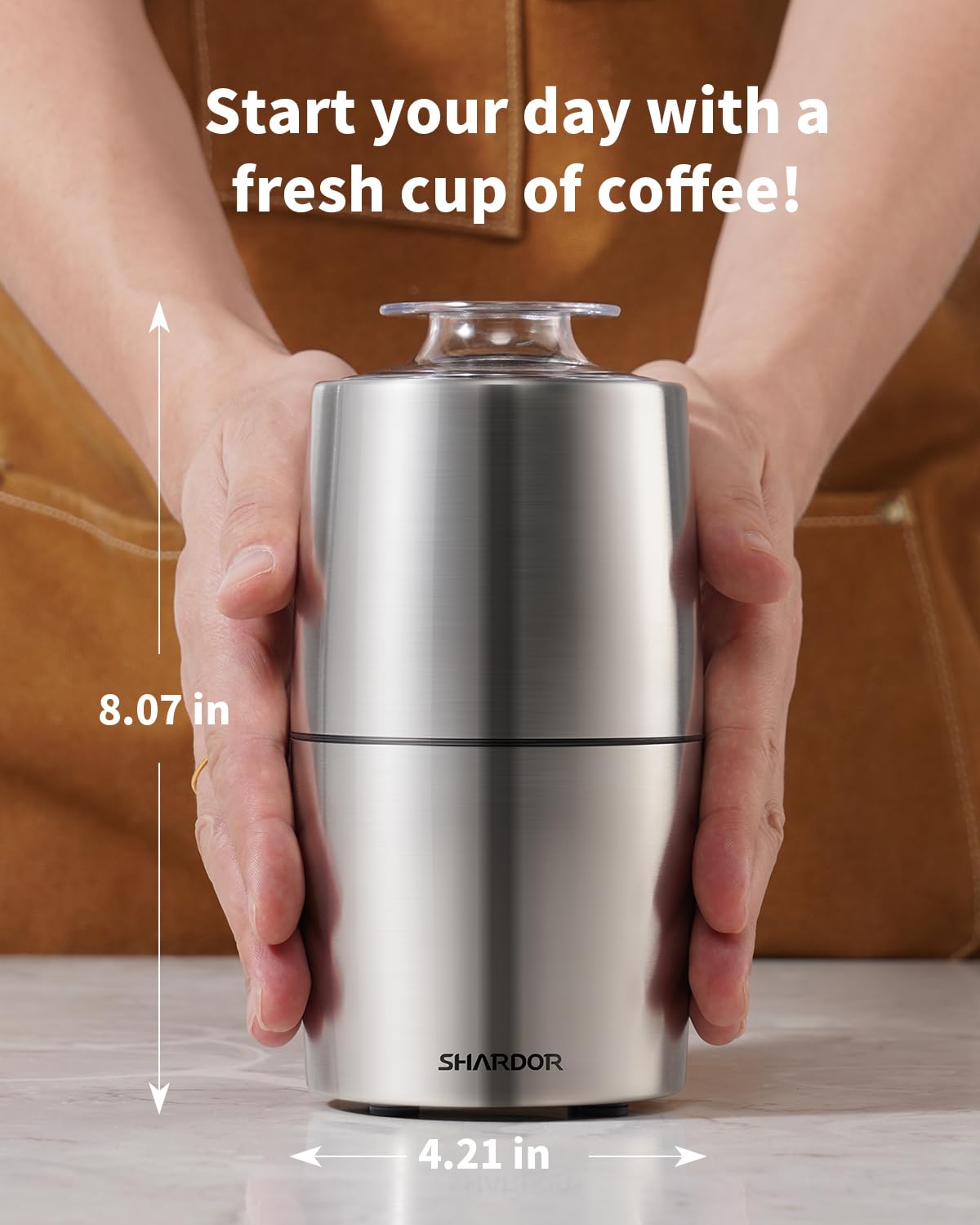 - SHARDOR Coffee Grinder | All Stainless Steel Body & Blades Spice Grinder -