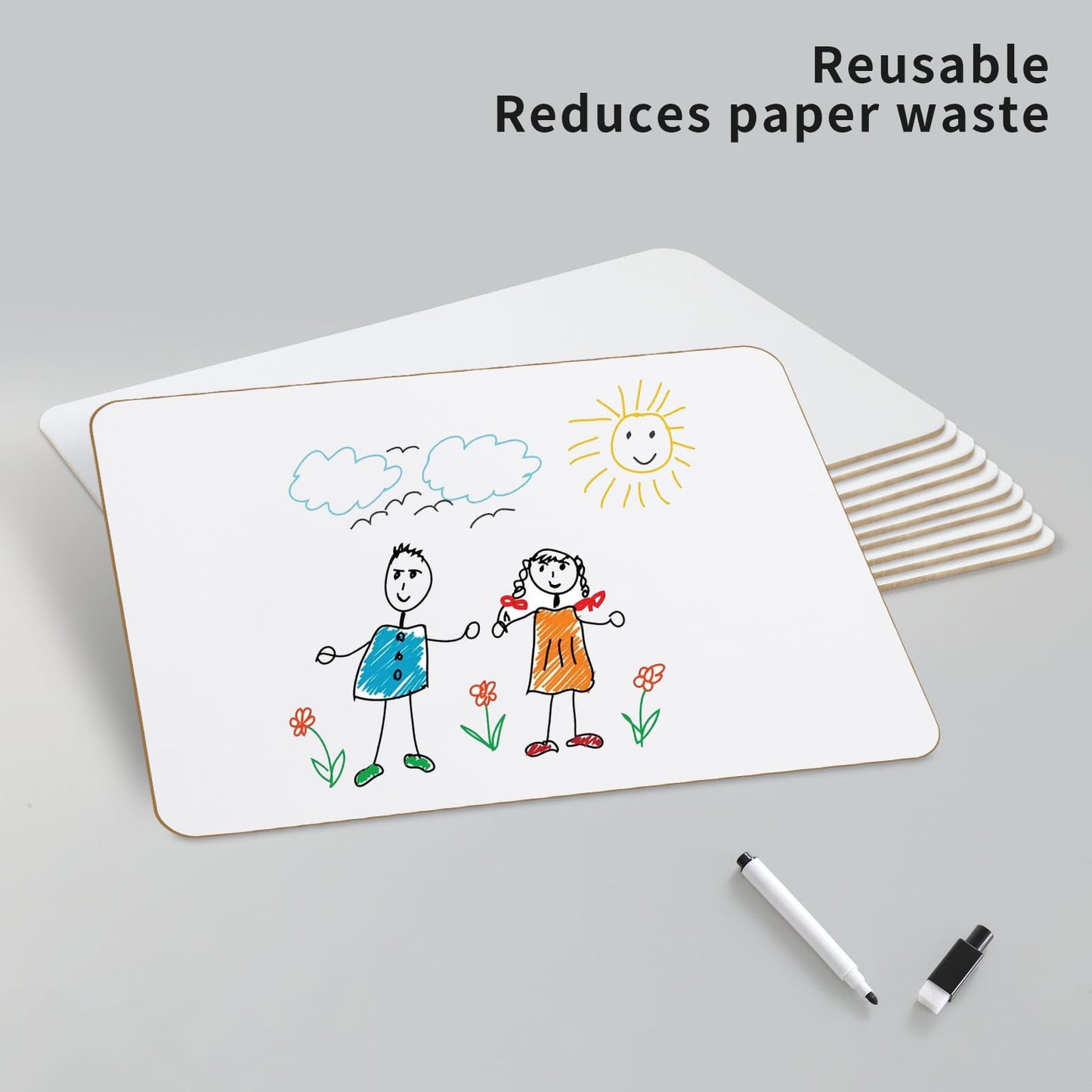 CRESZZLE 2-Pack Small Whiteboard Set - 8.2x11.8 Inch Double-Sided Mini Whiteboards with 2 Pens and 2 Erasers - Portable, Durable White Boards for Students, Classroom, Home, and Office