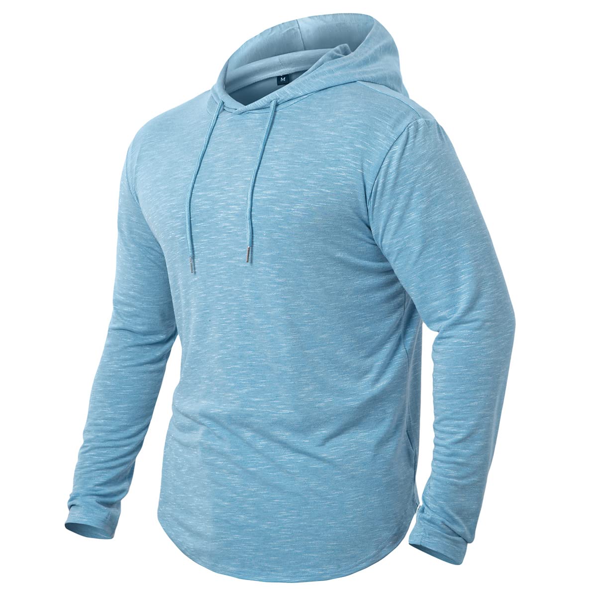 CARWORNIC Men's Quick Dry Hooded Tops Lightweight Running Hiking Athletic Hoodies Long Sleeve Thin Breathable Golf Top Active Sports Gym T-Shirt Men Outdoor Casual Fishing T Shirt Blue