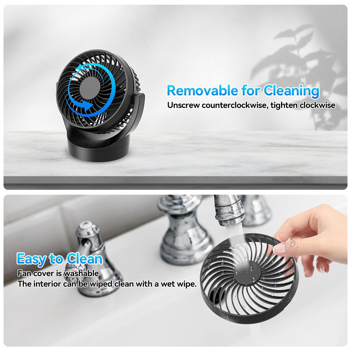 - USB Desk Fan, Mini Table Fan with 5 Speeds -