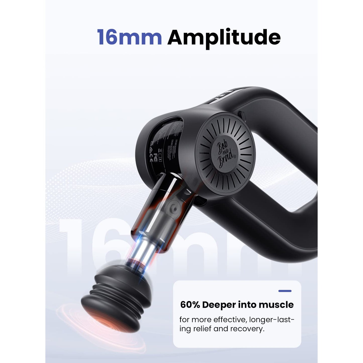 Bob and Brad D6 Pro Massage Gun with 16mm Amplitude, Massage Gun Deep Tissue Percussion Muscle Massage Gun, Quiet Handheld Electric Massager for Neck and Back Pain Relief, Great Gifts