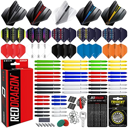 - RED DRAGON 200 Piece Darts Custom Fit Pack Set | Includes Flights | Shafts and Accessories -