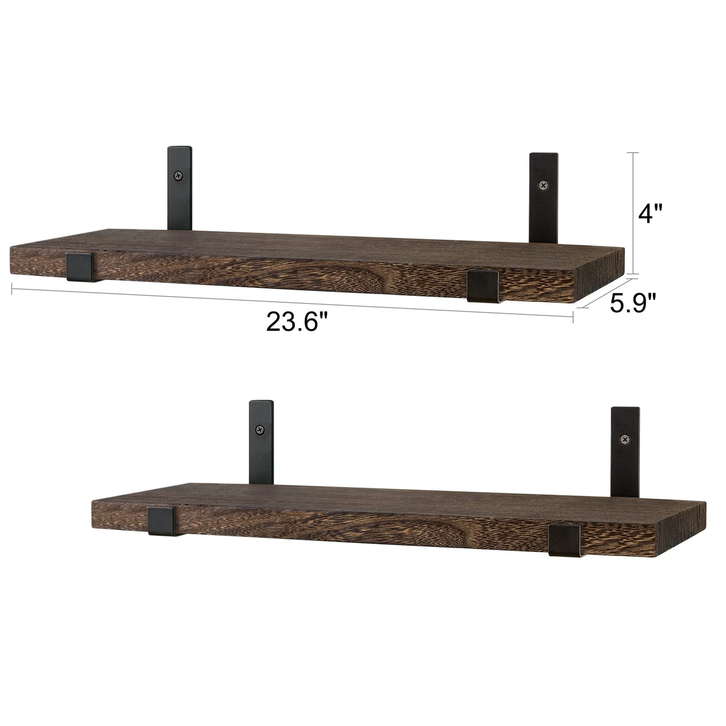 - Mkouo Floating Shelves | Rustic Wall Mounted 60cm Wooden Shelves -