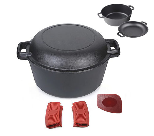 - Pinnacle Cookware – 4.7 Litre / 5 Quart Pre Seasoned Cast Iron Dutch Oven -