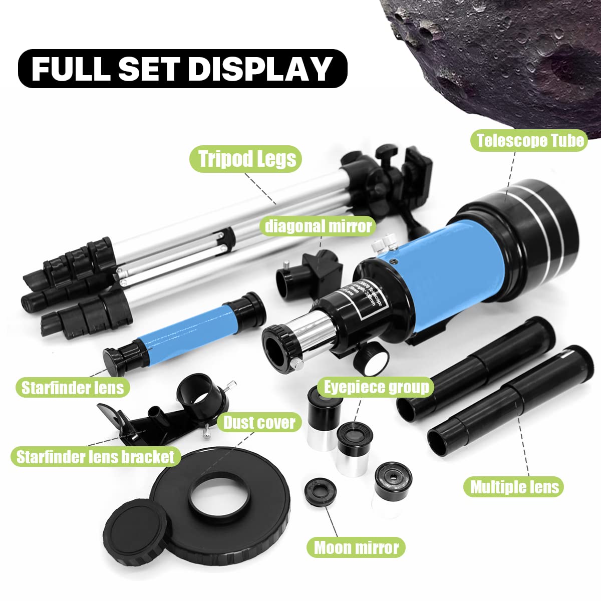 Astronomy Telescopes,Urtioty 70mm Astronomy Refractor Telescope with Adjustable Tripod for Sky Star Gazing,Ideal for Kids & Beginners & Adult