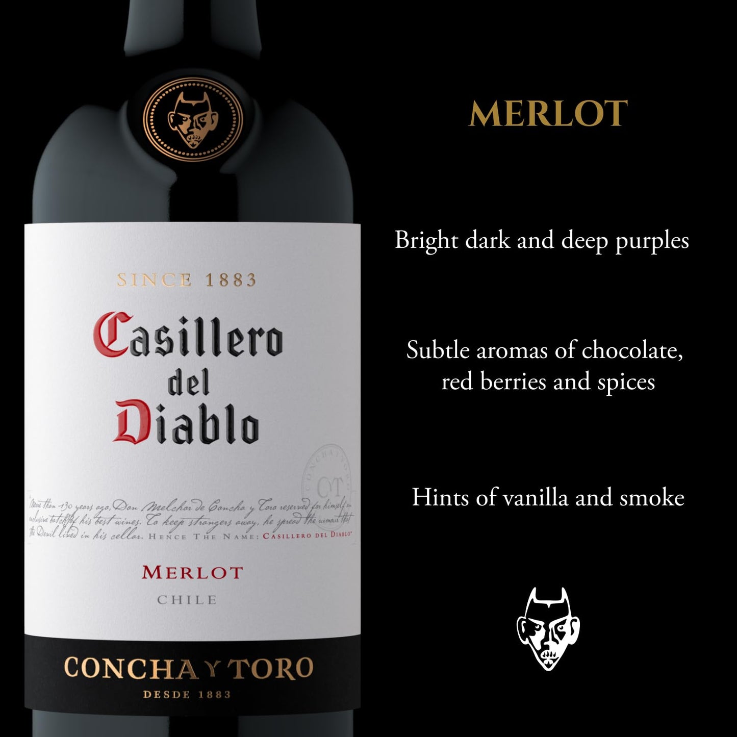 Casillero del Diablo Merlot Red Wine, Chile, Silky Smooth & Medium Bodied (Case of 6 x 75cl)
