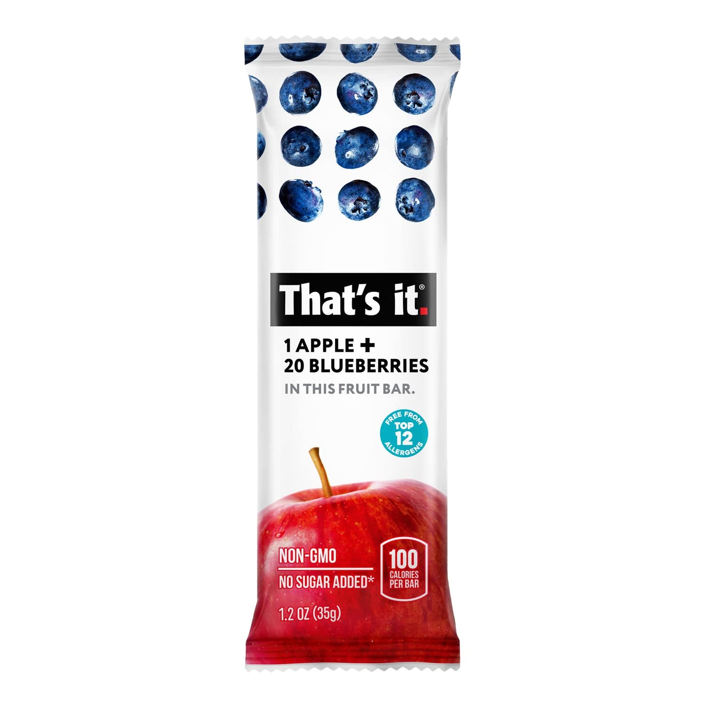 - That's it | Apple + Blueberry 100% Natural Real Fruit Bar | Best High Fiber | Vegan | Gluten Free Healthy Snack -