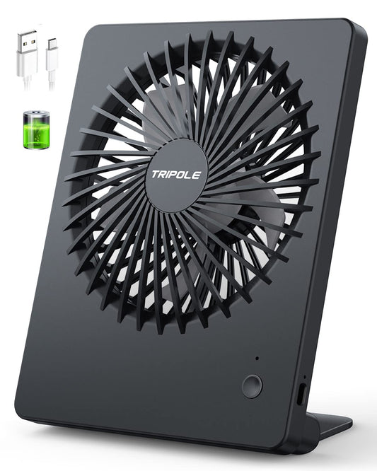 - TriPole USB Desk Fan | 2000mAh Portable USB Fan | 3 Speeds | Rechargeable | Mini Fan -