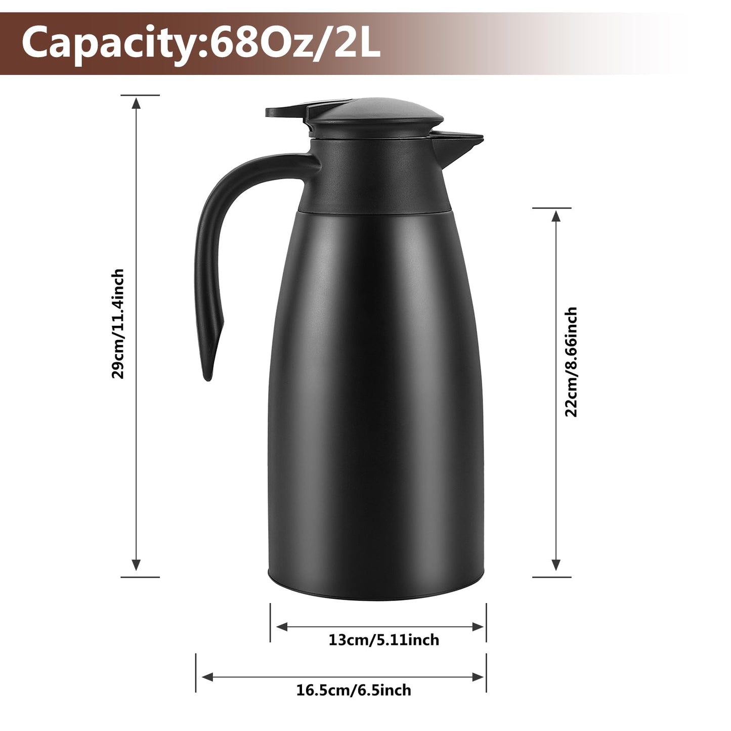 - Dyserbuy 2L Thermal Coffee Carafe | Insulated Stainless Steel Double Walled Vacuum Insulated -