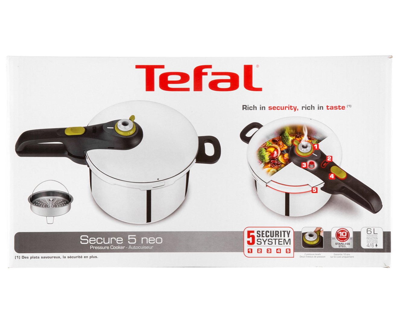 - Tefal | P2530738 Secure 5 Neo Stainless Steel Pressure Cooker | 6 L -