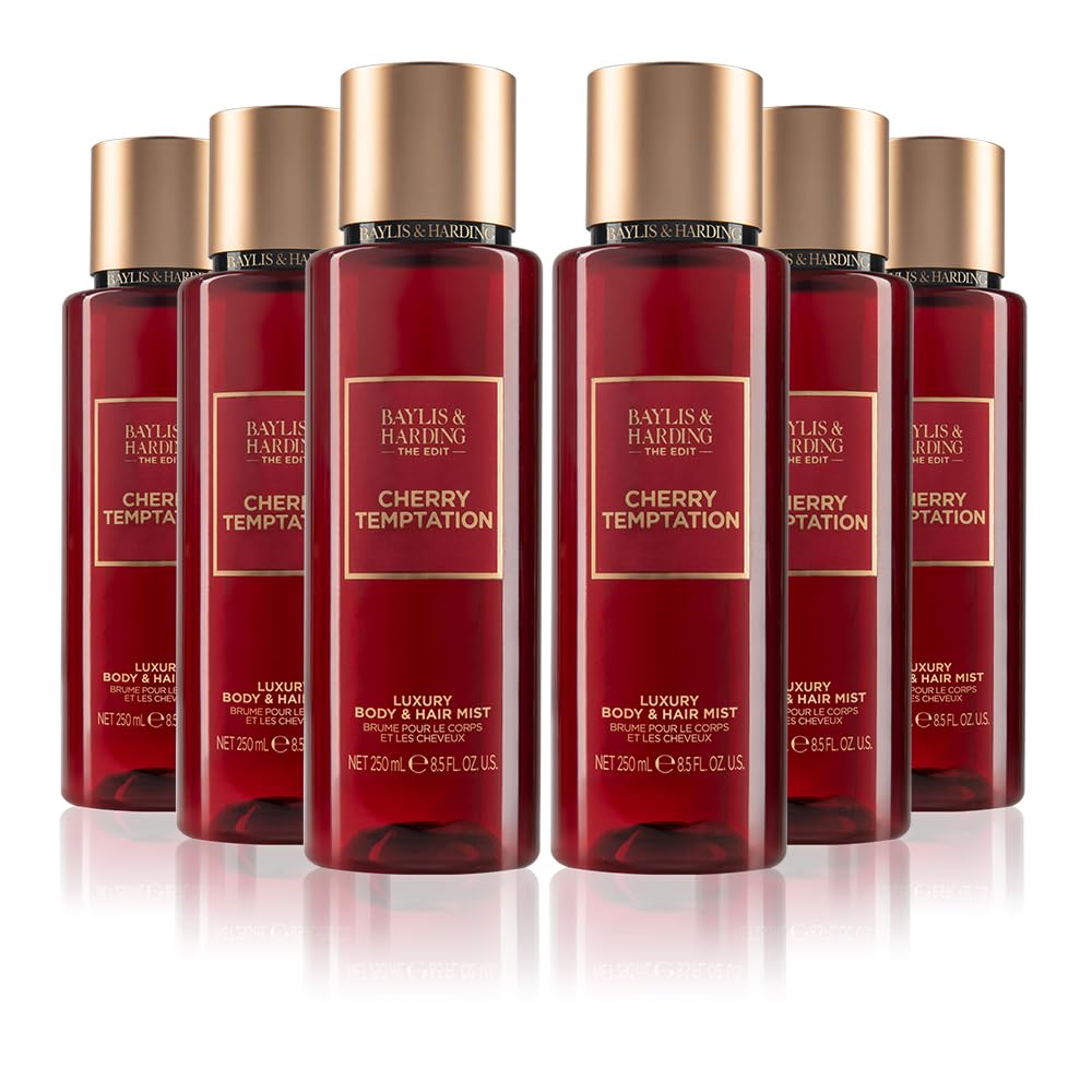 Baylis & Harding The EDIT Cherry Temptation Body & Hair Mist, 250 ml (Pack of 6) - Vegan Friendly