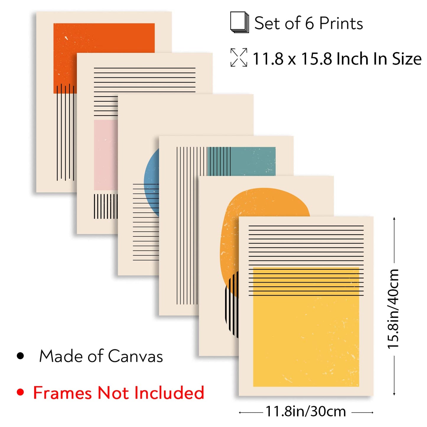- ORIGACH 6 Pcs | Large Boho Wall Art Set | 30x40 cm -