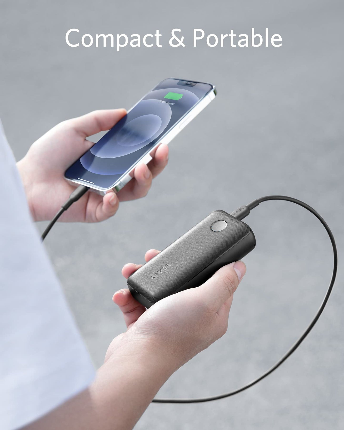 Anker Power Bank, Compact 10000mAh Portable Charger, PowerCore with USB-C Power Delivery (25W) for iPhone 15/14/13/Pro/Max/XR/XS, Samsung S21/S20, Pixel 3/3XL, iPad Mini 5, and More