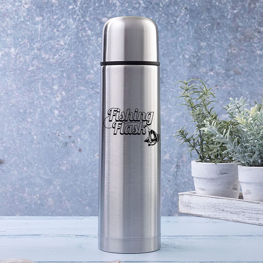 - Personalised Fishing Brushed Steel Insulated Vacuum Flask | 500ml | Engraved -