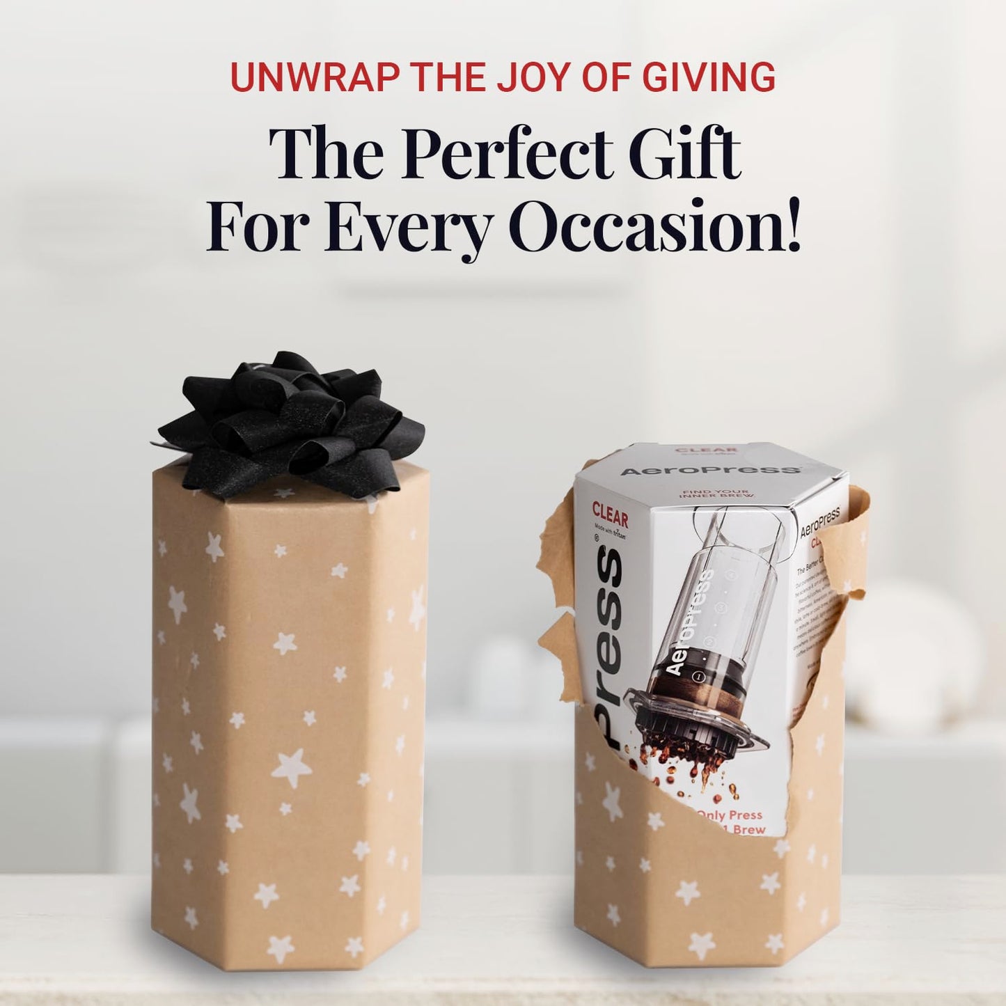 AeroPress Clear Coffee Press – 3 in 1 brew method combines French Press, Pourover, Espresso - Full bodied coffee without grit or bitterness