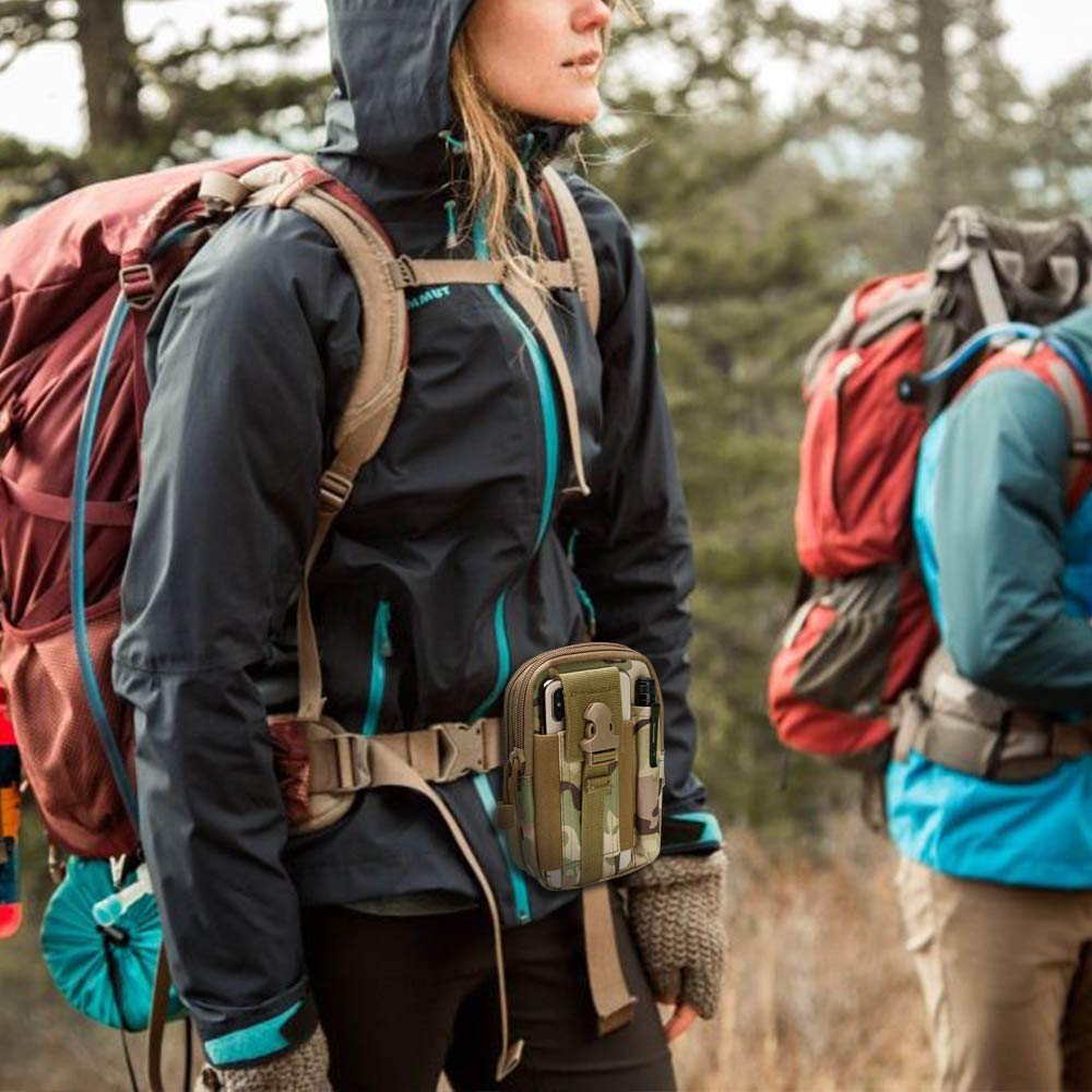 - flintronic Tactical Waist Bags | Universal Outdoor Waist Bag | Molle EDC Pouch + Outdoor Hook | Utility Gadget Waist Bag with Cell Phone Holster for Sports, Hiking, Camping, Traveling (CP Camouflage) -