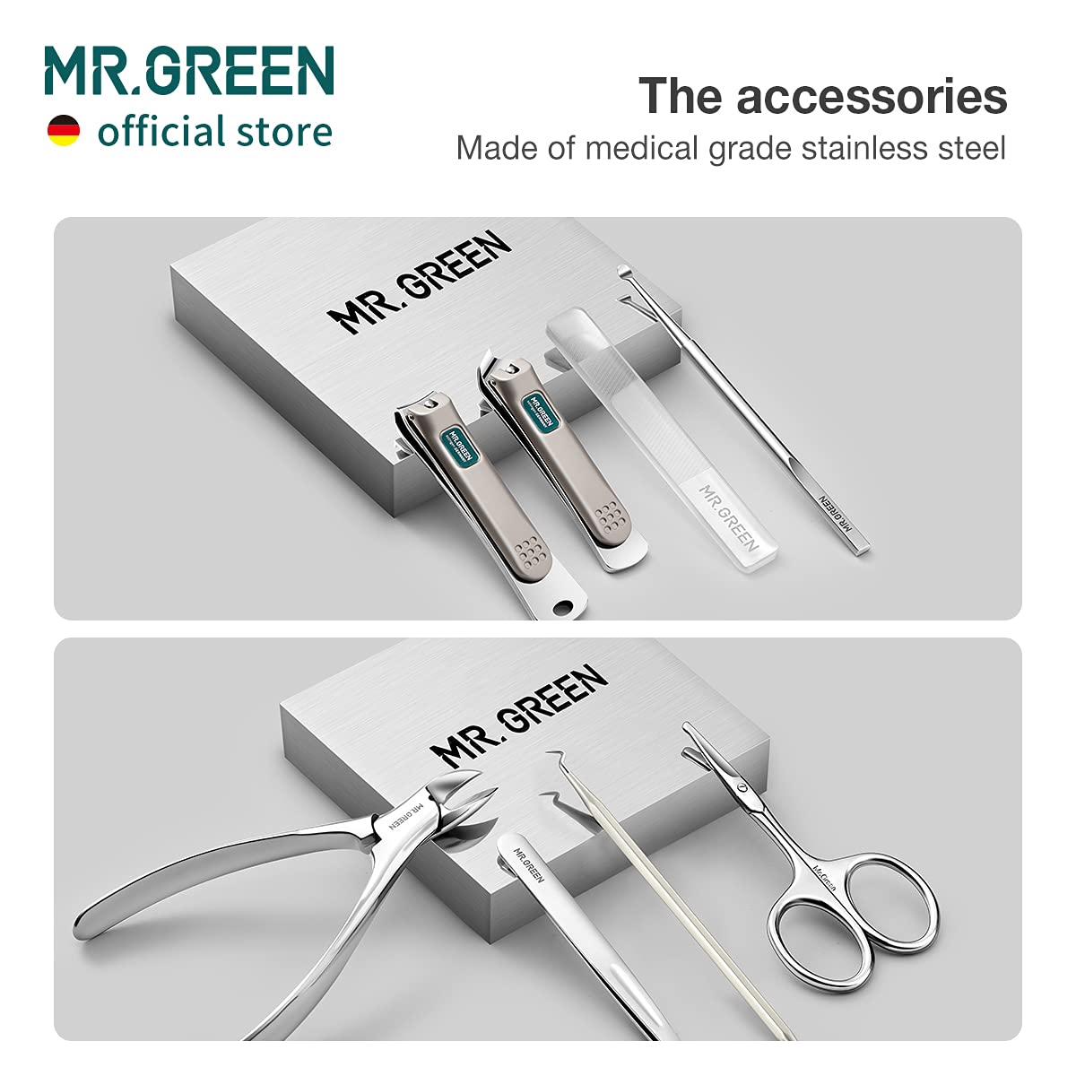 - MR.GREEN Manicure Set | Pedicure Kit | Stainless Steel Nail Clipper Set -