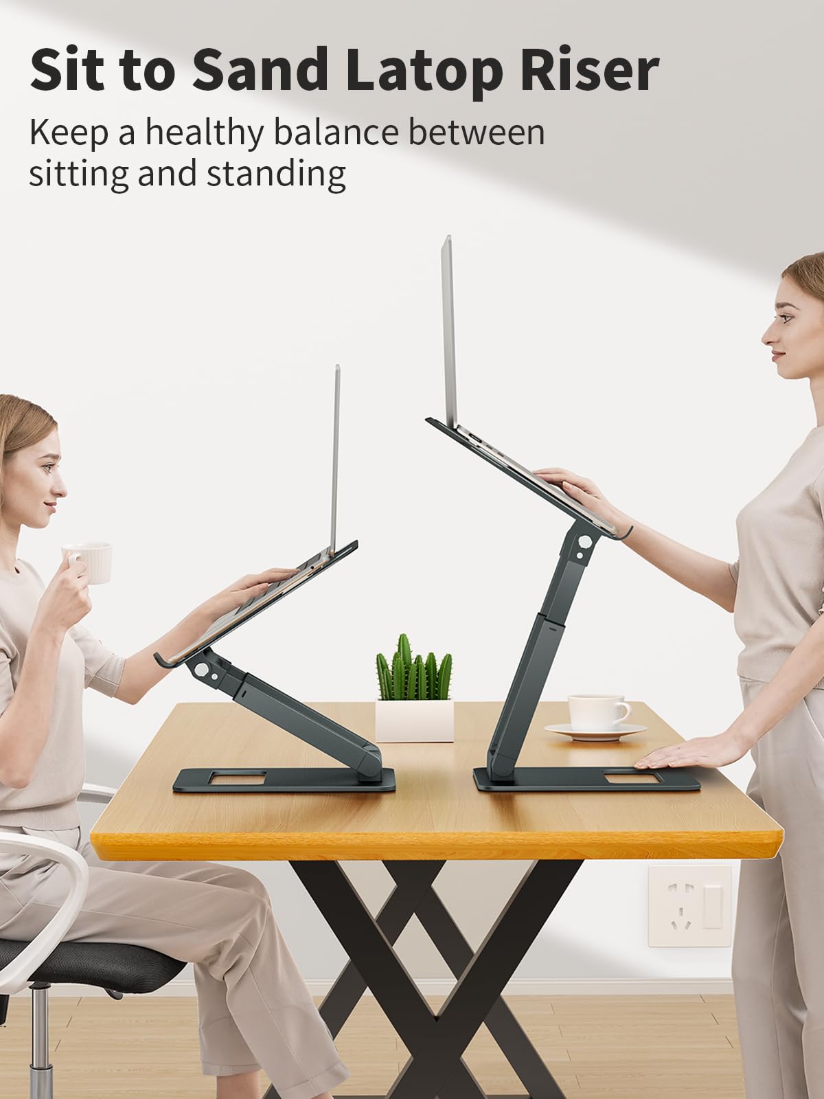 - Laptop Stand For Desk | Adjustable Height | Ergonomic Sit/Stand Computer Stand -