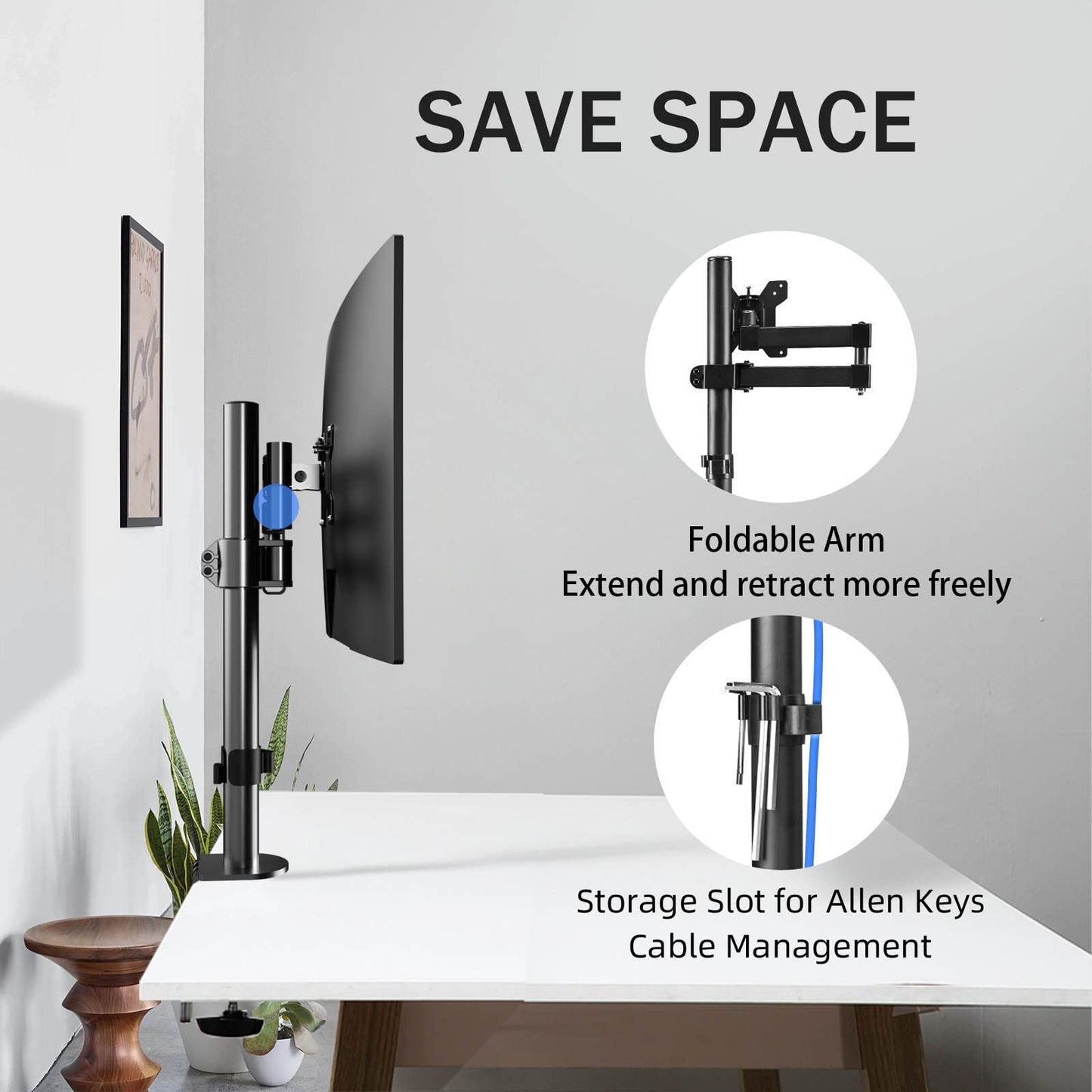 - Single Monitor Arm Desk Mount | Max. Load 10kg | Adjustable Mount | Tilt Swivel Rotation -