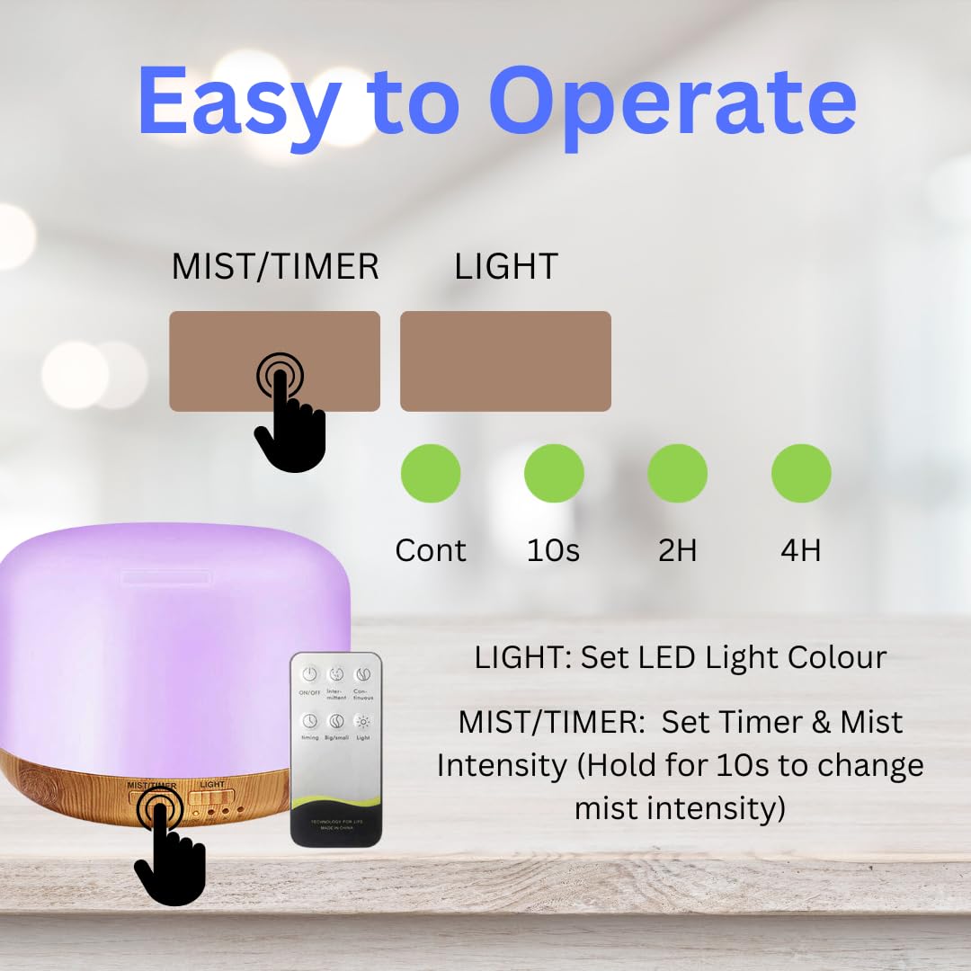 - Essential Oil Diffuser | 300ML | Ultrasonic Aromatherapy | Air Diffuser Humidifier -
