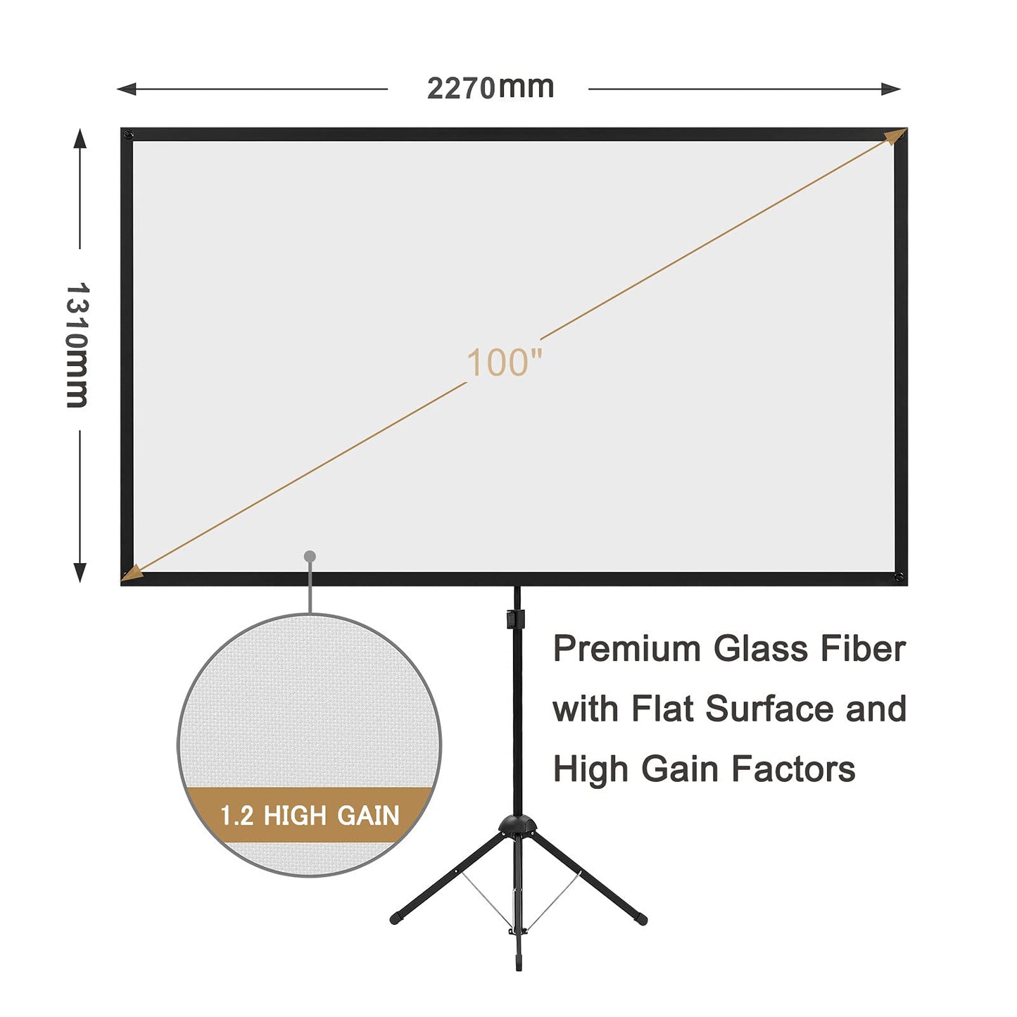 - Projector Screen with Stand | Outdoor Projector Screen | 100 Inch | 16:9 and Tripod Stand -