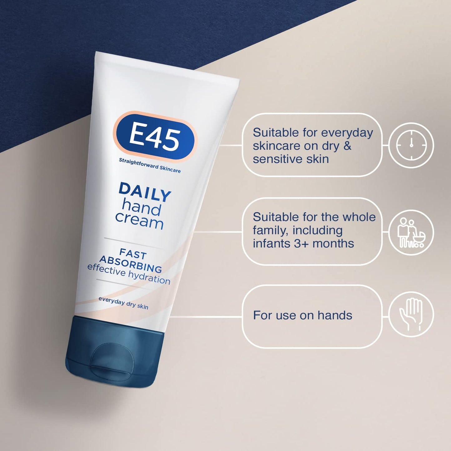 - E45 Daily Hand Cream 50 ml | E45 Hand Cream For Very Dry Hands | Hand Moisturiser For Dry Skin And Sensitive Skin -